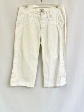White House Blank Market BLANC Capri Jeans Button Accent Denim Sz 8